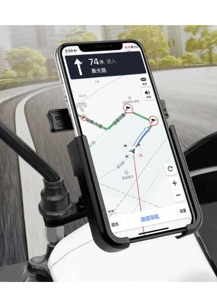 Alüminyum Alaşım Motosiklet Bisiklet Telefon Dağı Tutucu Braketi Bir Anahtar Açık Bisiklet Gidon Ayna Desteği iPhone 8p 11 Xiaomi | Telefon Tutucular ve duruş modelleri