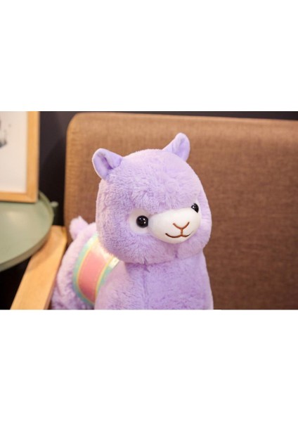 Llama Doldurulmuş Hayvan Büyük Bebek Plushie Hug Yastık Yumuşak (Mor 50 Cm)