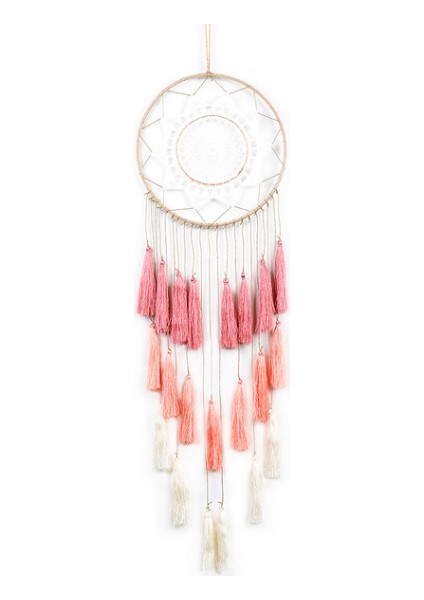 Makrome Bohemian Goblen Duvar Asılı El Dokuma Püskül Dekor Yatak Odası Arka Plan Ev Dekor Dream Catcher Nordic Renk | Dekoratif Gobiyeller (Pembe)