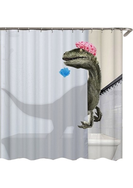 Sevimli Mayo Dinozor Baskılı Duş Perdesi Su Geçirmez Banyo Perdesi Duş Aksesuarları Duş Perdesi | Duş Perdesi (180X180 Cm)