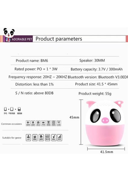 Sevimli Mini Pet Hayvan Karikatür Kablosuz Bluetooth Hoparlör Desteği Handsfree Taşınabilir Açık Müzik Mp3 Çalar Stereo Loundspeakers | Taşınabilir Hoparlörler (Pembe) modelleri