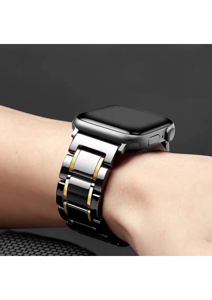 Seramik Askısı Apple Watch Uyumlu Band Lüks Paslanmaz Çelik Watch Uyumlu Band Metal Bilezik IWatch Uyumlu Serie | Bantları Izle