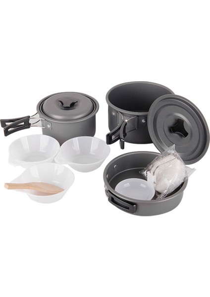 Pişirme Pot Pan Set Taşınabilir Açık Alüminyum Alaşım Kamp Sırt Çantası Ekipmanları Kampı Sofra Pişirme Malzemeleri | Açık Hava Tabloları
