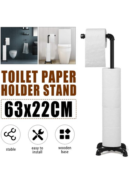 Demir Büyük Standı Tuvalet Kağıdı Tutucu Doku Rulo Raf Banyo Depolama Konteyner Banyo Aksesuarları Mutfak Organizatör | Kağıt Tutucular (Siyah)