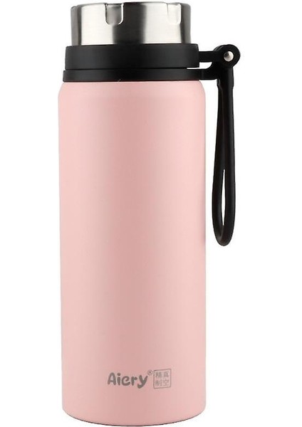Spor Su Şişesi Paslanmaz Çelik Termos Kupası Ağız Şişesi Yalıtımlı Su Şişeleri (750ML) (Pembe)