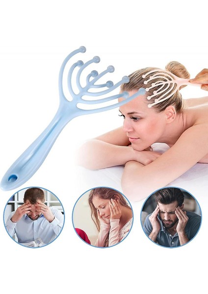 Scalp Kafa Masajı Taşınabilir 9 Pençe Kafa Masajı (Mavi)