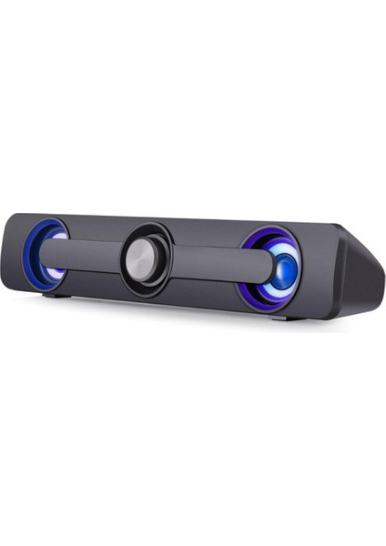 USB Kablolu Bluetooth Hoparlör LED Işık Çubuğu Stereo Subwoofer Surround Ses Kutusu Bilgisayar Dizüstü Tablet Pc Telefonu Ev Handsfree | Subwoofer (Siyah)