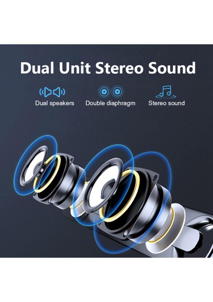 USB Kablolu Bluetooth Hoparlör LED Işık Çubuğu Stereo Subwoofer Surround Ses Kutusu Bilgisayar Dizüstü Tablet Pc Telefonu Ev Handsfree | Subwoofer (Siyah)