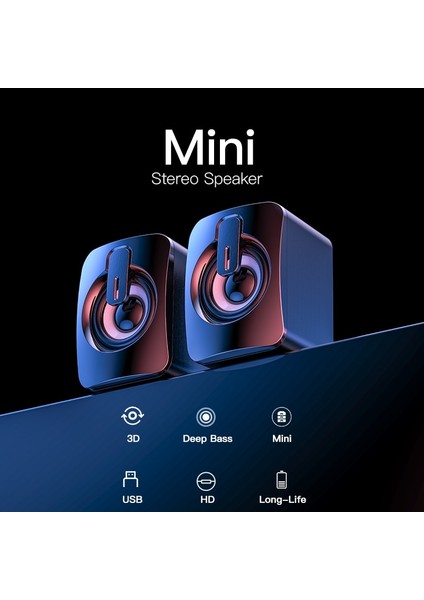Mini Bilgisayar Hoparlörü USB Kablolu Hoparlörler 3D Stereo Ses Surround Hoparlör Pc Dizüstü Dizüstü Bilgisayar Için Bluetooth Hoparlörler | Bilgisayar Hoparlörleri (Siyah)