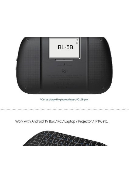 Rıı I5 2.4g Kablosuz Tam Ekran Touchpad Mini Klavye Airmouse Kaydırma Tekerlek ile