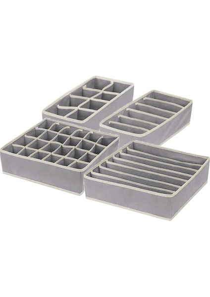 (Gri) 4 Paket Farklı Boyutlar Katlanabilir Çekmece Organizatörleri