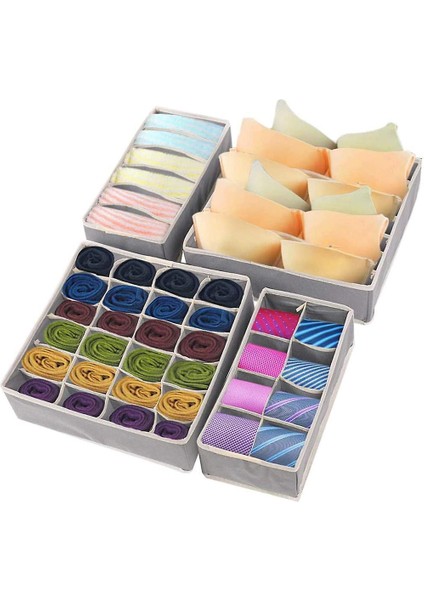 (Gri) 4 Paket Farklı Boyutlar Katlanabilir Çekmece Organizatörleri fiyatları