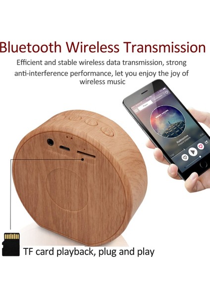 Bluetooth Hoparlör Taşınabilir Ahşap Stereo Mini Kablosuz Bluetooth Bas Hoparlör Eller Ücretsiz Tf Kart Oynatıcı Aux USB | Taşınabilir Hoparlörler (Beyaz)