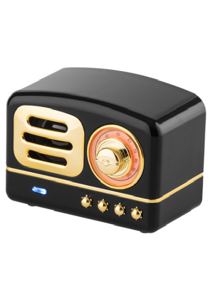 Retro Bluetooth Kablosuz Mini Taşınabilir Hoparlör Stereo Surround Subwoofer Destek Tf Kart Fm USB Aux Andrıod / iPhone | Taşınabilir Hoparlörler (Siyah)(Yurt Dışından)