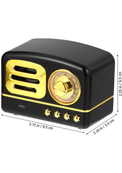 Retro Bluetooth Kablosuz Mini Taşınabilir Hoparlör Stereo Surround Subwoofer Destek Tf Kart Fm USB Aux Andrıod / iPhone | Taşınabilir Hoparlörler (Siyah)(Yurt Dışından)