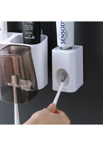 Diş Fırçası Tutucu Diş Fırçası Cam Fincan Fırça Pot Bir Diş Gargara Plastik Duvar Monte Diş Fırçası Tutucu Banyo Aksesuarları fırsatları