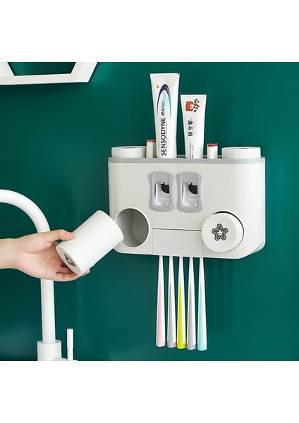 Çok Işlevli Diş Fırçası Tutucu Depolama Diş Macunu Kozmetik Toz Geçirmez Banyo Aksesuarları Uygun Diş Macunu Dispenseri(Yurt Dışından) fırsatları