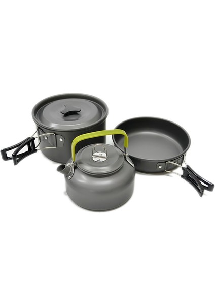Ultra Işık Alüminyum Alaşım Kamp Tencere Eşyaları Açık Pişirme Çaydanlık Piknik Sofra Kettle Pot Kızartma Tava 3 Adet / Takım | Açık Hava Tablosu(Yurt Dışından)