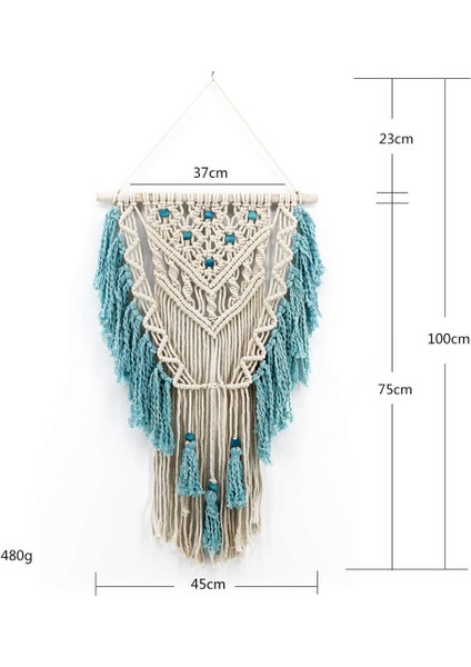 El Düğümlü Makrome Duvar Sanatı El Yapımı Pamuk Bohemian Duvar Püskül Boho Düğün ile Goblen Asılı | Dekoratif Gobiyeller