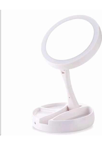 Katlanabilir USB Şarj Veya Pil LED Ayna Makyaj Beyaz Makyaj Kozmetik Ayna Işık ile 10X Büyüteç Masa Aynaları | Banyo Aynaları