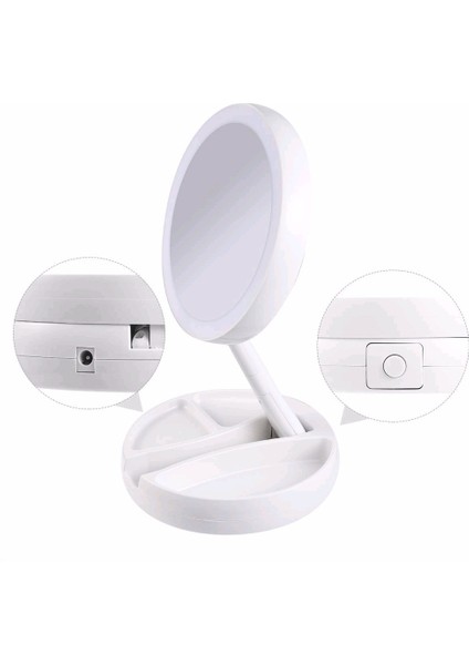 Katlanabilir USB Şarj Veya Pil LED Ayna Makyaj Beyaz Makyaj Kozmetik Ayna Işık ile 10X Büyüteç Masa Aynaları | Banyo Aynaları fiyatları