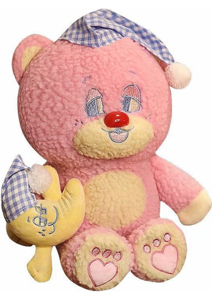 50 cm Güzel Iyi Gece Teddy Bear Hug Bebek Oyuncakları Dolması Karikatür Hayvanlar Uyku Giyim Topu Şapka Ay Dev Ayı Bebek Kız Hediye | Doldurulmuş ve peluş Hayvanlar (Pembe)