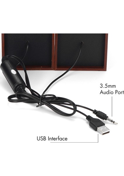 USB Kablolu Hoparlörler Bilgisayar Ahşap Subwoofer Hoparlörler 3.5mm Bas Stereo ile Pc Masaüstü Dizüstü Dizüstü Müzik Çalar | Taşınabilir Hoparlörler (Kırmızı)