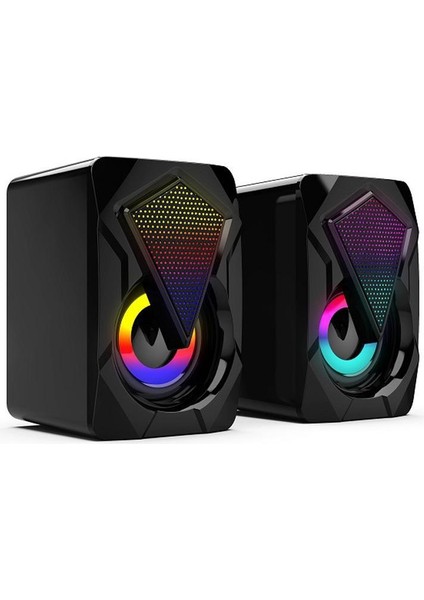 USB Kablolu Bilgisayar Hoparlörler Bas Stereo Subwoofer Renkli LED Işık Dizüstü Smartphones Mp3 | Subwoofer (Siyah)(Yurt Dışından)