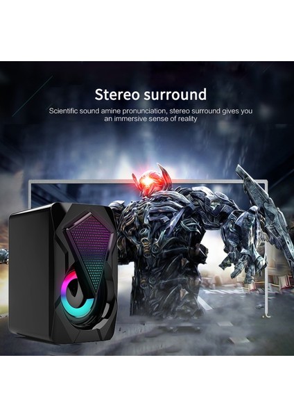 USB Kablolu Bilgisayar Hoparlörler Bas Stereo Subwoofer Renkli LED Işık Dizüstü Smartphones Mp3 | Subwoofer (Siyah)(Yurt Dışından) modelleri