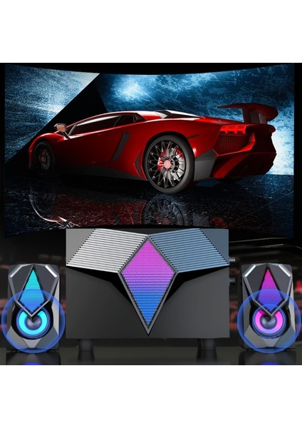 USB Kablolu Bilgisayar Hoparlörler Bas Stereo Subwoofer Renkli LED Işık Dizüstü Smartphones Mp3 | Subwoofer (Siyah)(Yurt Dışından) fırsatları