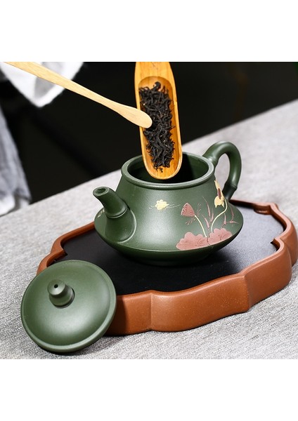 Mor Kil Yixing Demlik El Yapımı Otantik Çamur Yeşil Handpainted Su Isıtıcısı Yaratıcı Drinkware Seng Hediye Kutusu | Çaydanlıklar
