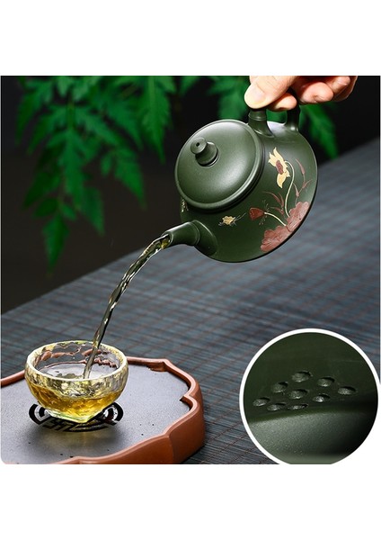 Mor Kil Yixing Demlik El Yapımı Otantik Çamur Yeşil Handpainted Su Isıtıcısı Yaratıcı Drinkware Seng Hediye Kutusu | Çaydanlıklar