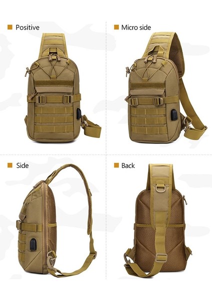 USB Şarj Göğüs Çantası Askeri Taktik Ordu Omuz Sling Balıkçılık Kamp Yürüyüş Çantaları Seyahat Duffle