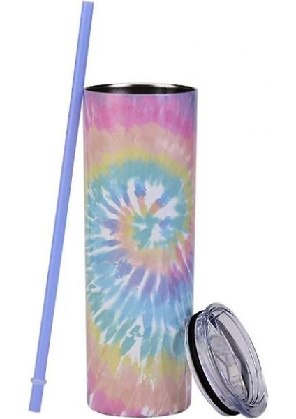Üçlü Yalıtımlı Paslanmaz Çelik Tumbler Tie Boya Popüler Sanat Tabakası Bardaklar (Renkli)