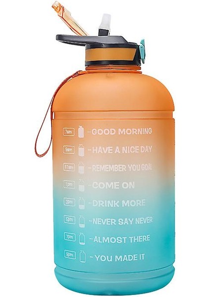 3.78L Su Şişesi ve Büyük Kapasiteli Sızdırmaz Fitness Spor Su Şişesi (Oranagegreen)