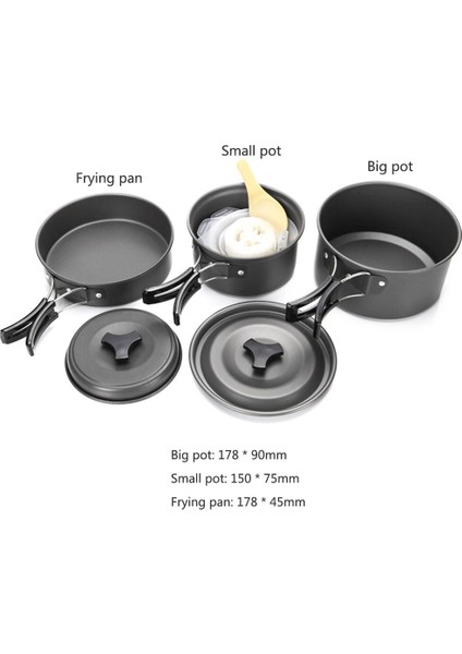 Açık Kamp Tencere Kiti Piknik Seyahat Barbekü Yapışmazlık Tencere Fry Pan Kaşık Sofra Araçları 2 3 Kişilik Sofra Takımları | Açık Hava Tabloları fiyatları