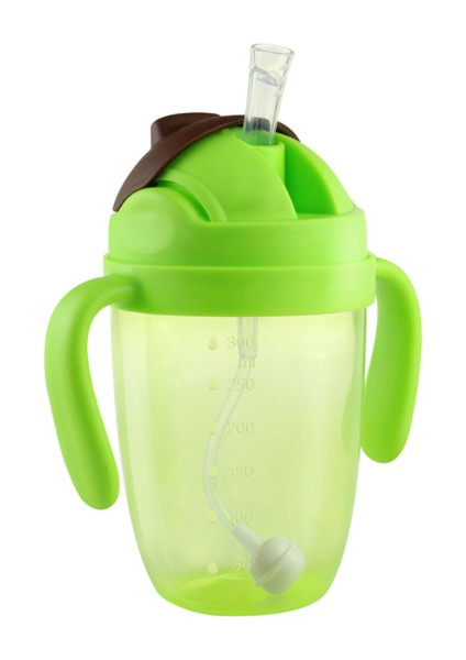 300ML Emme Besleme Şişeleri Bebekler Için Su Süt Şişesi Bebek Besleme Şişesi Bebek Tutaması Kolu ile Bebek Eğitimi | Kupalar (Yeşil)