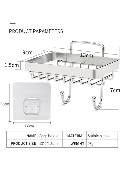 1 Adet Banyo Sabunluk Paslanmaz Çelik Duvara Monte Sabunluk ile Traceless Yapışkan Bant Sünger Tepsi Banyo Mutfak Lavabo | Sabunluklar
