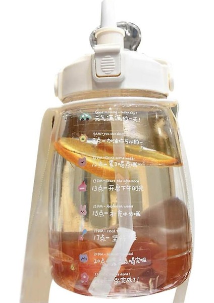 1.6l Shap ile Büyük Su Şişesi, Çocuk Sevimli Plastik Su Şişesi (Beyaz)