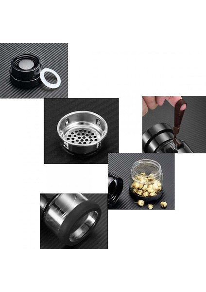 Taşınabilir Çay Tumbler Su Şişesi Çıkarılabilir Çay / Meyve Demlik ve Çay Saklama Bölmesi (Siyah) ile 400 ml
