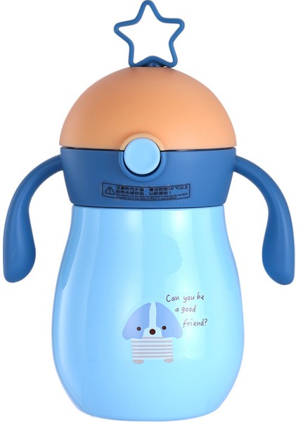 260 ml Karikatür Bebek Termos Kupası Çocuk Kupası Yumuşak Borulu Saman Sippy Kupası Yerçekimi Topu Su Kupası Su Şişesi | Kupalar (Mavi)(Yurt Dışından)