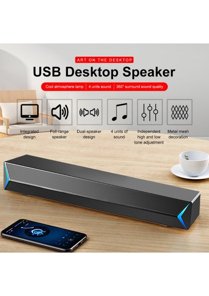 USB Bar Hoparlör Taşınabilir Dayanıklı Masaüstü Subwoofer Bilgisayar Ses Ses Bar Bilgisayar Akıllı Telefon Için Evrensel | Tavan Içeriği Hoparlörler (Siyah) fiyatları