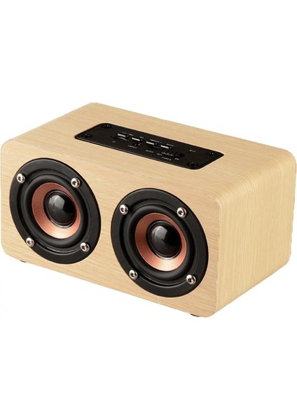 Çift Horn Ahşap 4.2 Bluetooth Hoparlör Aux Ses Oynatma ve Mobil Telefon / Pc Için Mikro USB Arabirimi | Subwoofer (Kayısı Ahşap Tahıl)