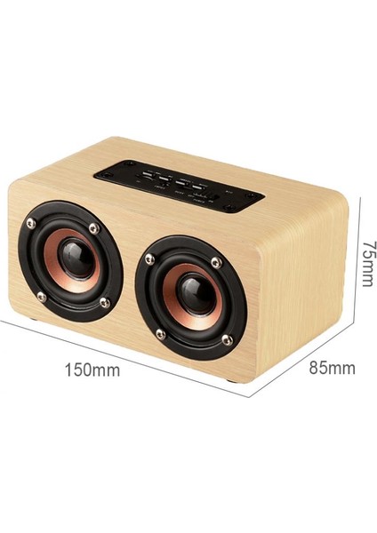 Çift Horn Ahşap 4.2 Bluetooth Hoparlör Aux Ses Oynatma ve Mobil Telefon / Pc Için Mikro USB Arabirimi | Subwoofer (Kayısı Ahşap Tahıl)