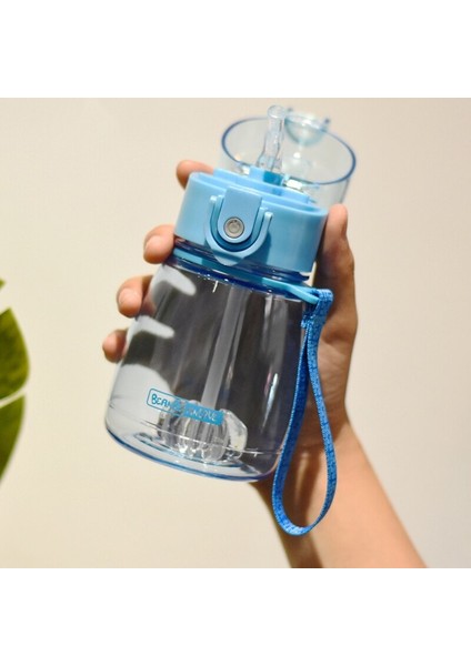 Çocuklar Saman ile 300 ml Şeffaf Çocuk Spor Su Şişesi Güvenlik Pp Bebek Anti Choked Sippy Besleme Öğrenme Bardak | Bardaklar (Mavi)