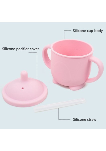 Çocuk Silikon Saman Fincan Bebek Öğrenme Içecek Fincan Gıda Sınıfı Silikon Çocuk Kaçağı Geçirmez ve Damla Geçirmez Çocuk Su Bardağı | Su Bardağı (Pembe) fırsatları