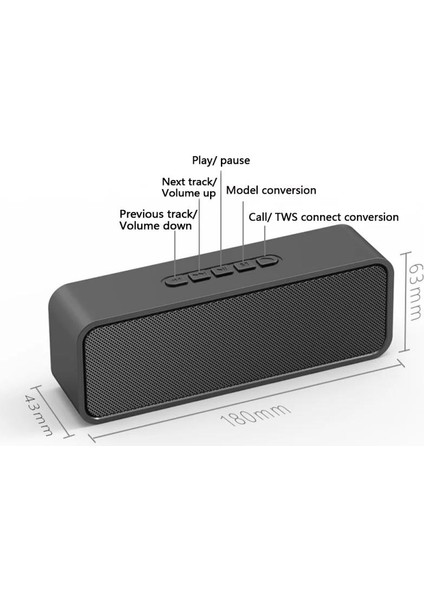 Taşınabilir Bluetooth USB Hoparlör Açık Hoparlör Kablosuz Mini Sütun Stereo Müzik Çalar Bas Kutusu Desteği Fm Tf Kart | Taşınabilir Hoparlörler (Siyah) modelleri