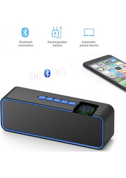 Taşınabilir Bluetooth USB Hoparlör Açık Hoparlör Kablosuz Mini Sütun Stereo Müzik Çalar Bas Kutusu Desteği Fm Tf Kart | Taşınabilir Hoparlörler (Siyah) fırsatları