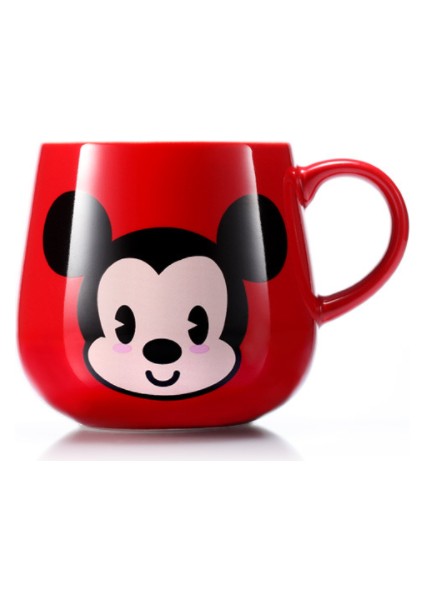 Seramik Kupası Ofis Su Kupası Yaratıcı Sevimli Büyük Kapasiteli Karikatür Çift Kupa Kupası | Kupalar (Kırmızı Mickey)