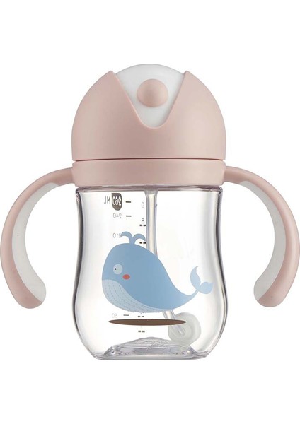 Bebek Sippy Kayışı Kupası Yerçekimi Topu Içecek Su Besleme Çocuklar Yenidoğan Sızdırmaz V Tipi Saman Tothoked Kolu Infantil Şişe | Kupalar (Pembe)